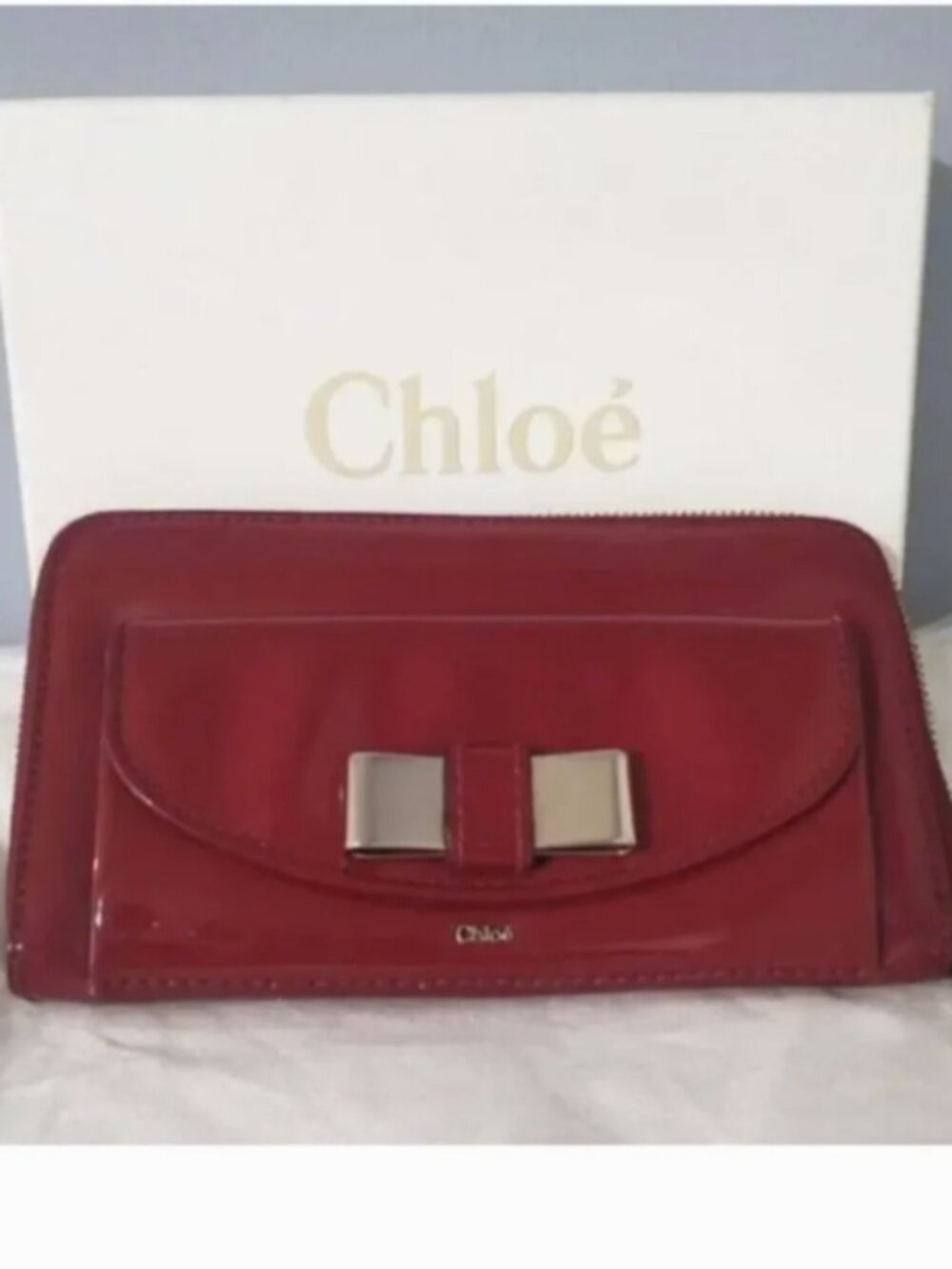 Chloe patent leather bow wallet full incl EUC